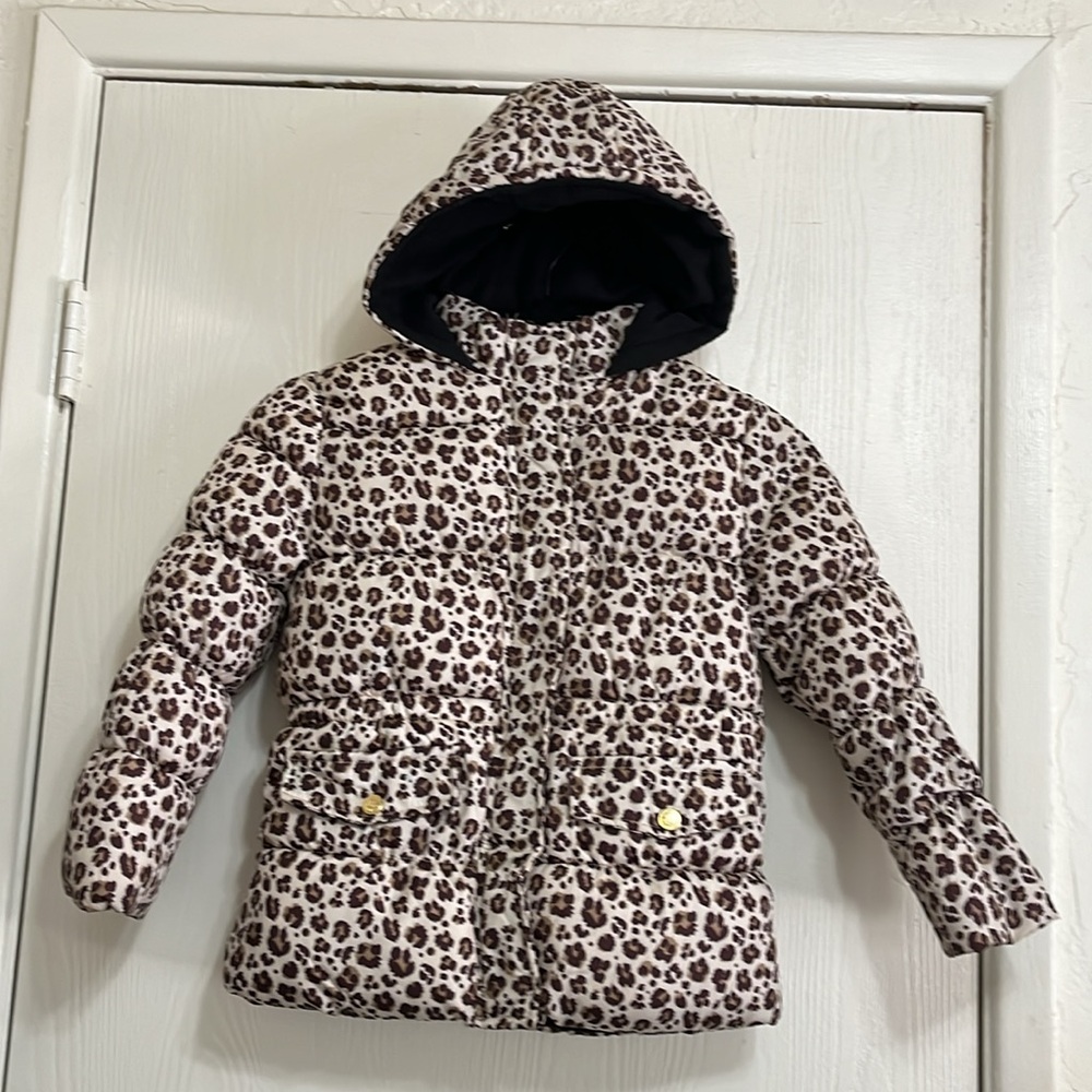PINK PLATINUM GIRLS PUFF JACKET WITH HOODIE LEOPARD PRINT SIZE 6X